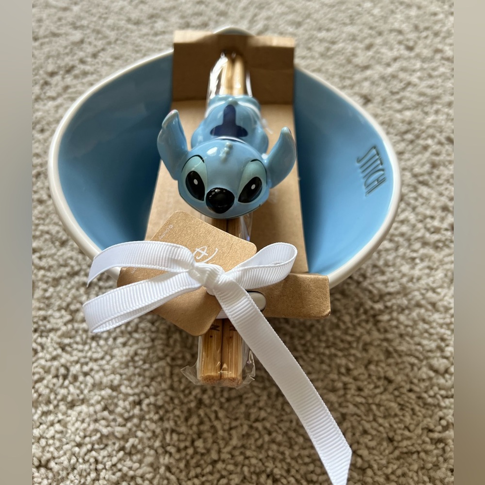 Rae Dunn Disney Stitch Bowl with Chopsticks